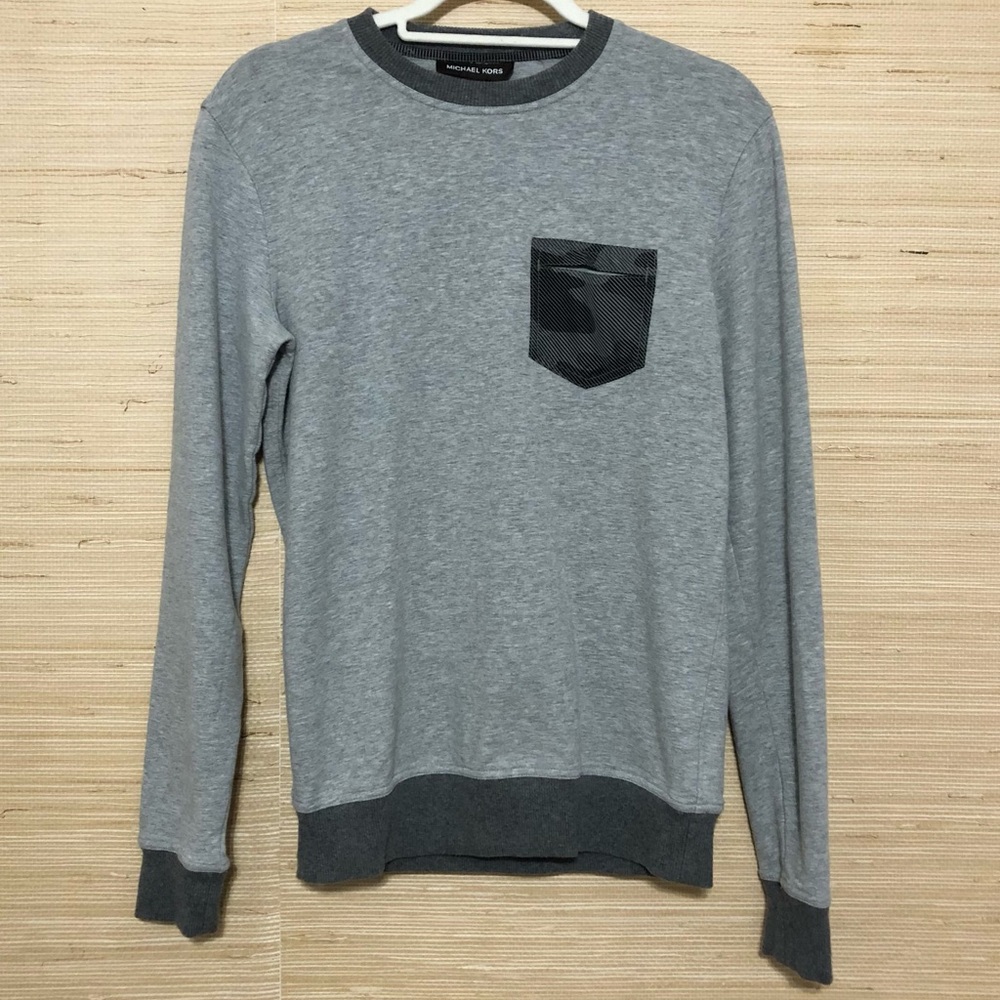 Michael Kors Men’s Gray Camo Pocket Crewneck Sweatshirt XS